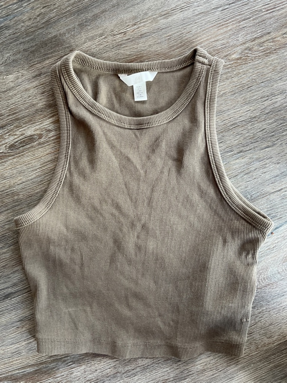 H&M Ribbed Crop Tank Top - Taupe